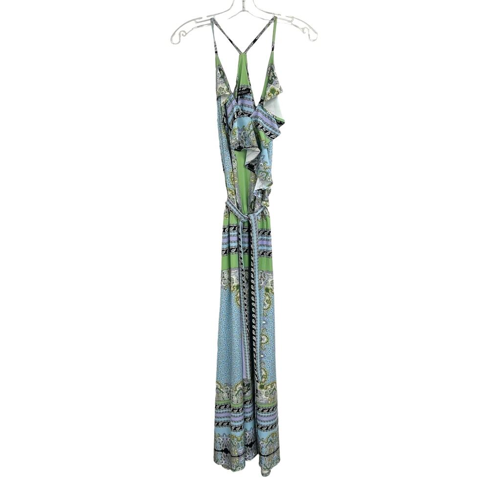 Julian Chang Multicolor Paisley Mixed Print Belted Sleeveless Maxi Dress XS